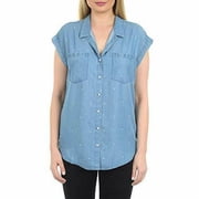 Jachs Ladies Girlfriend Short Sleeve Tencel Blouse in Medium Denim, M