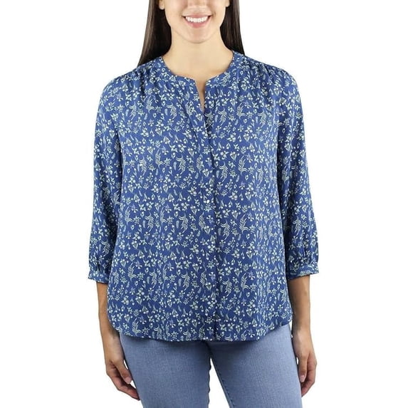 Jachs Girlfriend Ladies' 3/4 Sleeve Blouse Blue XS