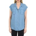 thumbnail image 1 of Jachs Girlfriend Ladies Tencel Blouse- Denim Palm Tree Print - Size Small, 1 of 3
