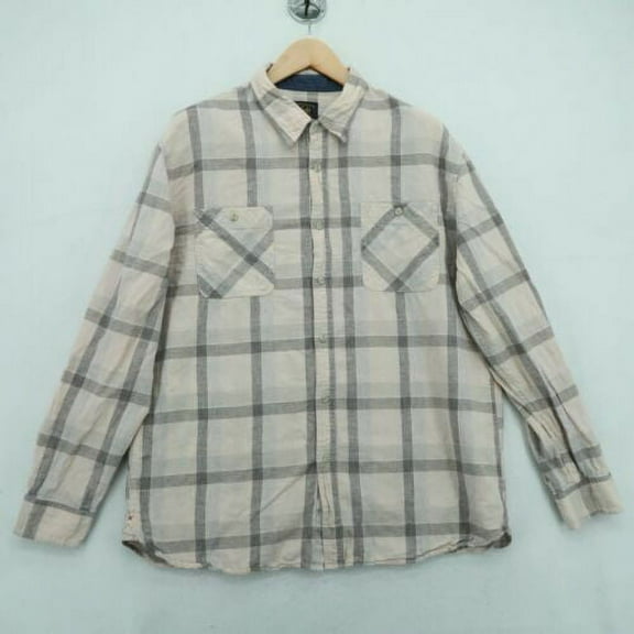 Jachs Girlfriend Mens Linen Button Up Long Sleeve Shirt;Large