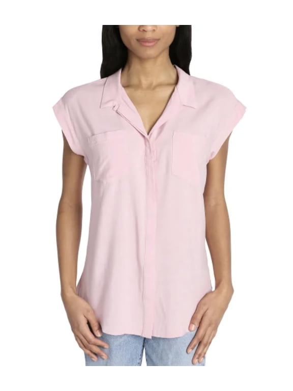 J.A.C.H.S. Girlfriend Womens Cap Sleeve Button-Front Top - XL