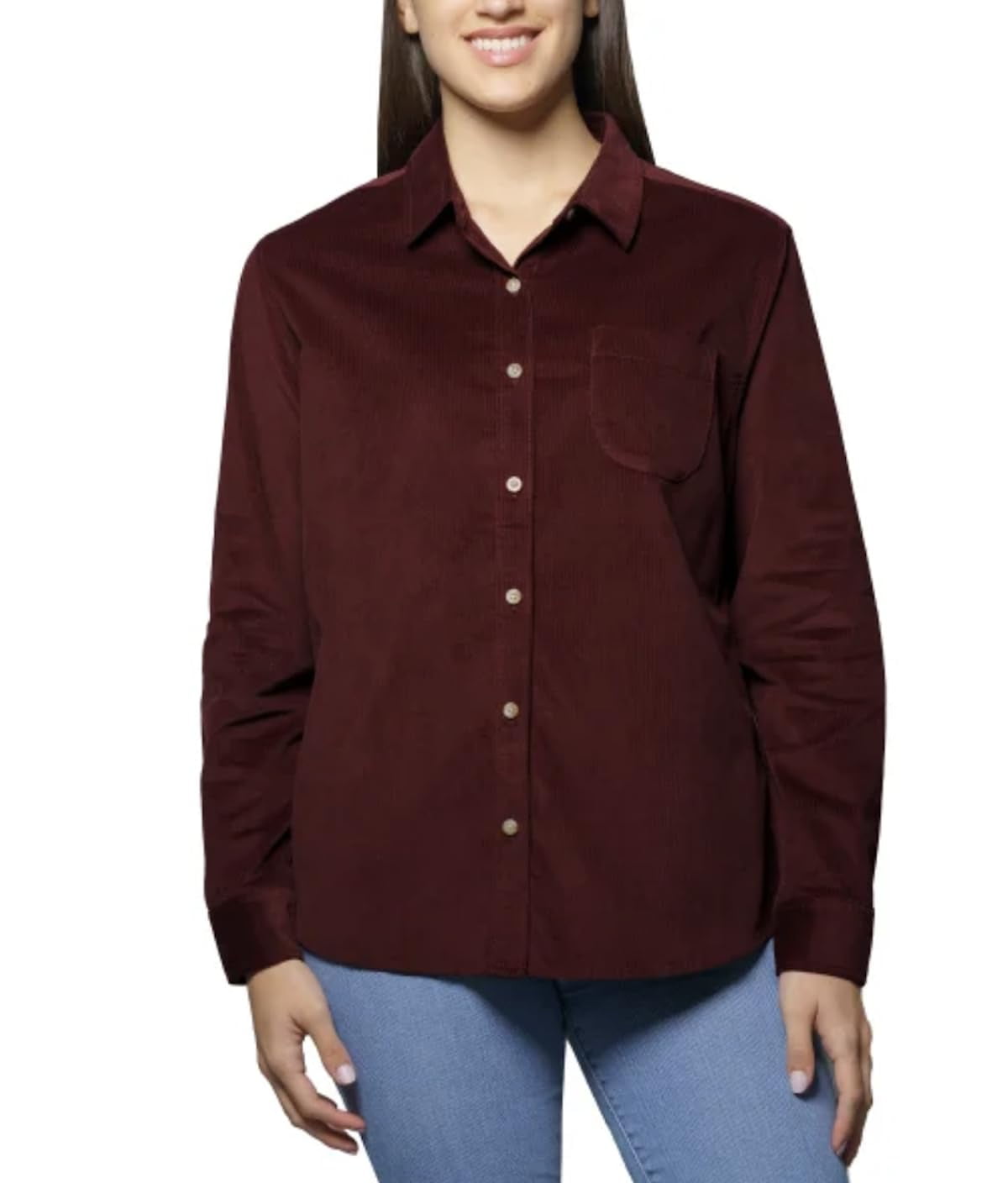 Jachs Girlfriend New York Women's Long Sleeve Mini Corduroy Button