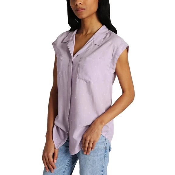 Jachs Girlfriend Women's Button Front Blouse, Purple, Size L