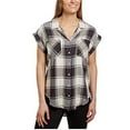 thumbnail image 1 of Jachs Girlfriend Women's Quinn Cap Sleeve Button Front Blouse (X-Large, Ivory/Black Plaid), 1 of 2