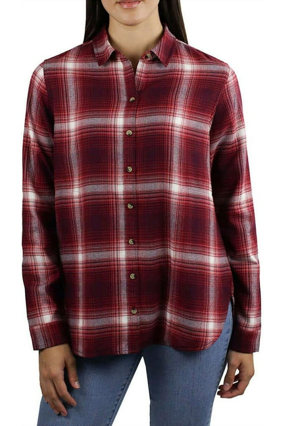 Women's Super Soft Feel Flannel Shirt (Red, Medium)
