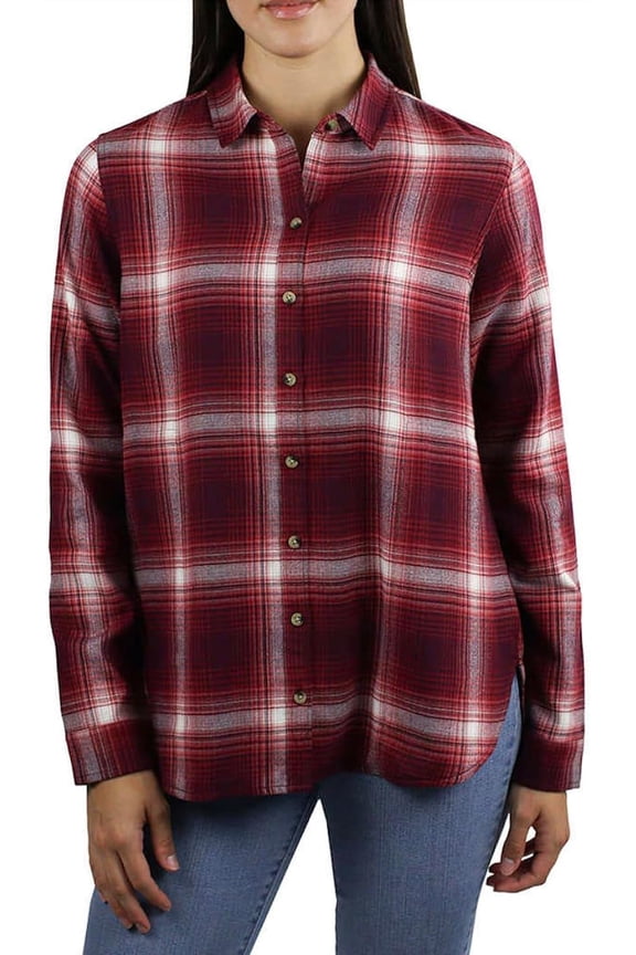 Jachs Girlfriend Women's Super Soft Feel Flannel Shirt (Red, XX-Large)