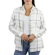 JACHS GIRLFRIEND Women's Super Soft Feel Flannel Shirt (White,XXL)