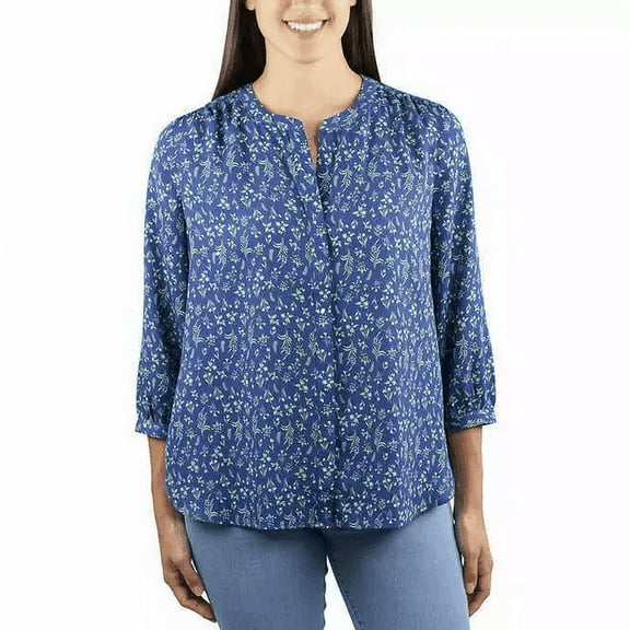 Jachs Girlfriend Women's 3/4 Sleeve Floral Blouse, Large