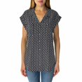 thumbnail image 1 of Jachs Girlfriend Womens Button Front Blouse,Navy Geo Print,Large, 1 of 2