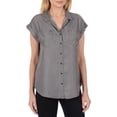 thumbnail image 1 of Jachs Girlfriend Womens Short Sleeve Tencel Blouse (Grey, Large), 1 of 2