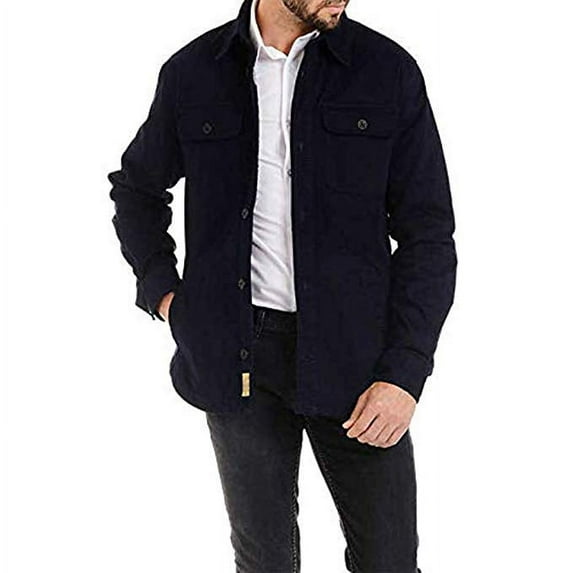 Jachs Men’s Flannel Lined Shirt Jacket (Large, Denim) - NEW