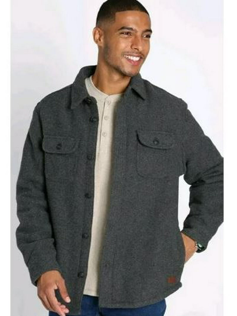 Jachs Men's Patterned Wool Blend Fully Lined Shirt Jacket, Gray
