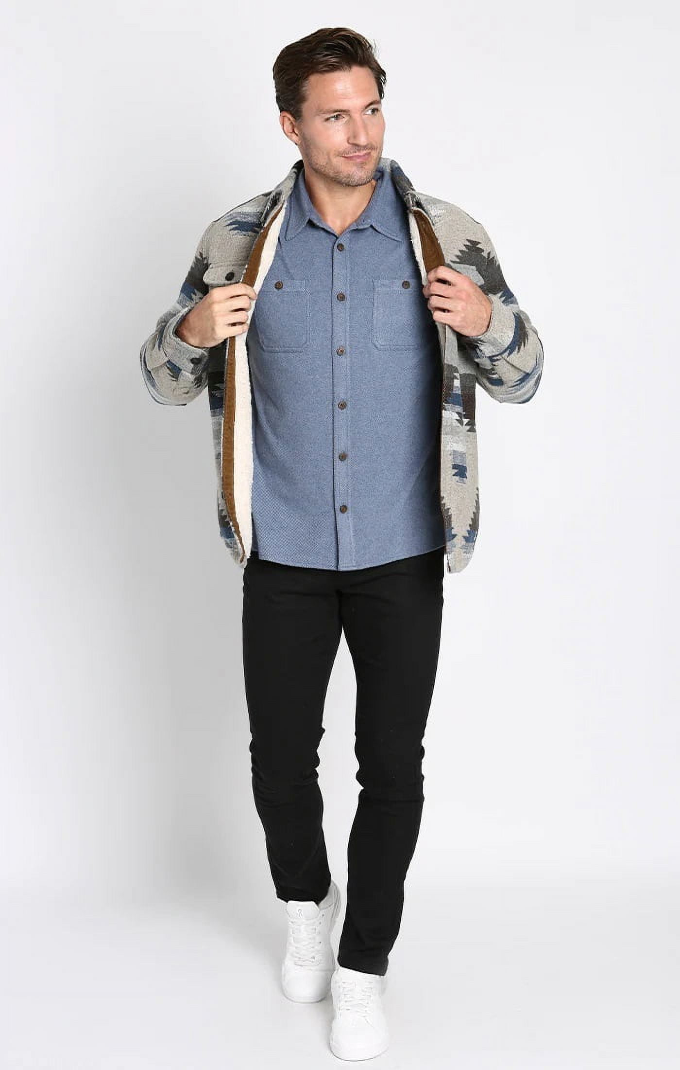 Jachs Men's Patterned Wool Blend Fully Lined Shirt Jacket