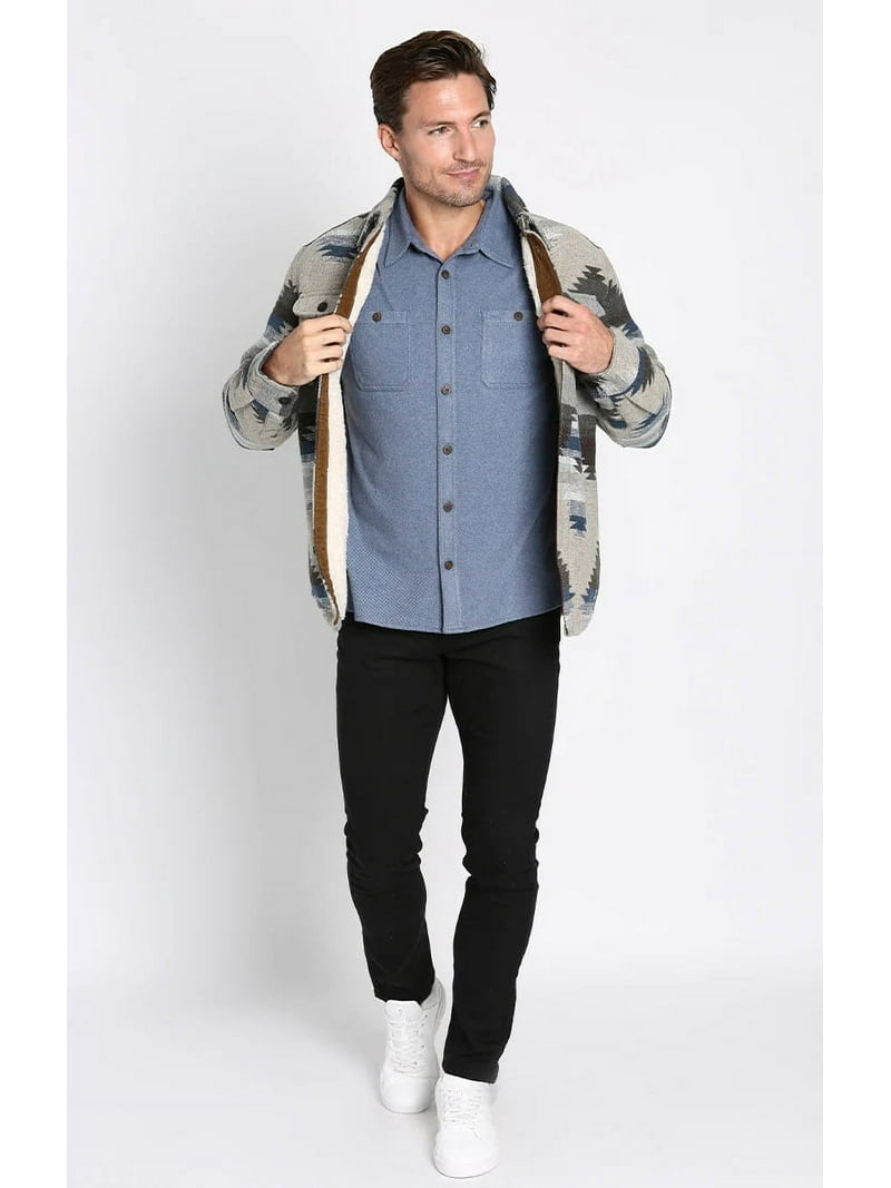 Jachs Men's Patterned Wool Blend Fully Lined Shirt Jacket