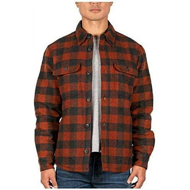 Jachs Men's Quilted Shirt Jacket (Red/Black, XLarge)