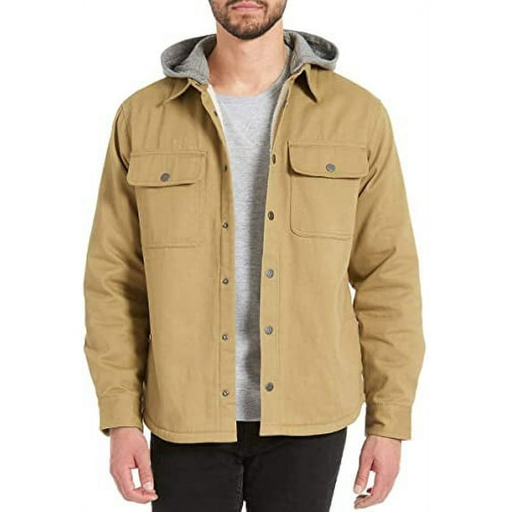 Jachs Men's Sherpa Lined Canvas Shirt Jacket (2XL, Camel)