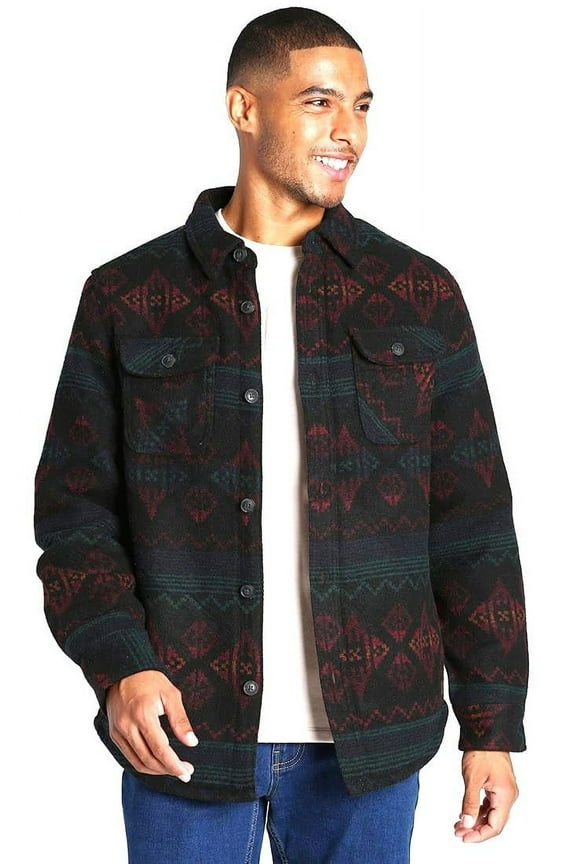Jachs Men's Wool Blend Sherpa Lined Flannel Shirt Jacket