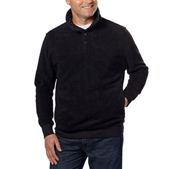 Jachs Mens Cabin Sherpa Fleece Mock Neck Pullover - Black