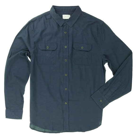 Jachs Mens Twill Button Down Shirt, Navy, Large