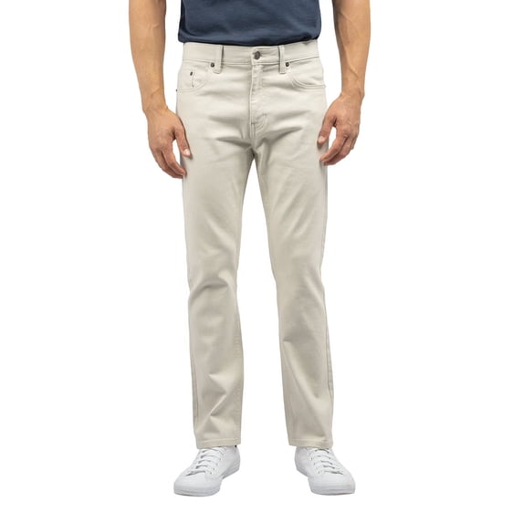 Jachs NY Men's Classic 5-Pocket Cotton Stretch-Straight Leg Denim Jean Pant (Khaki, 40W x 32L)