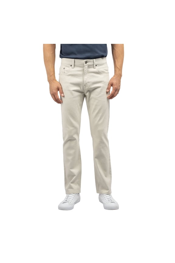Men's Classic 5-Pocket Cotton Stretch-Straight Leg Denim Jean Pant (Khaki, 42W x 32L)