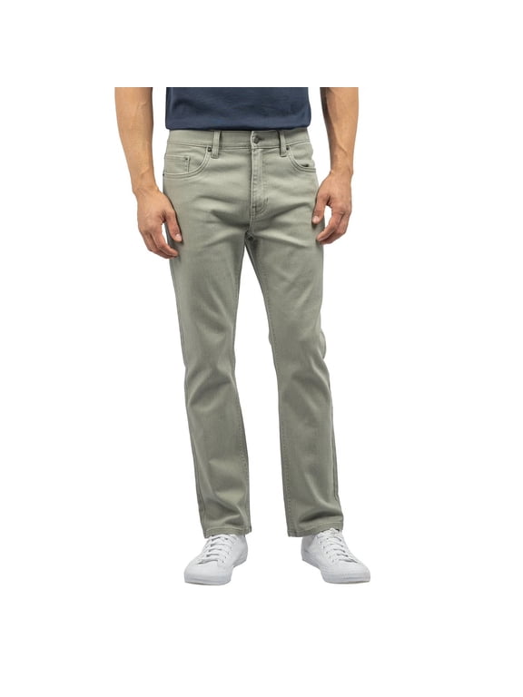 Men's Classic 5-Pocket Cotton Stretch-Straight Leg Denim Jean Pant (Olive, 40W x 32L)