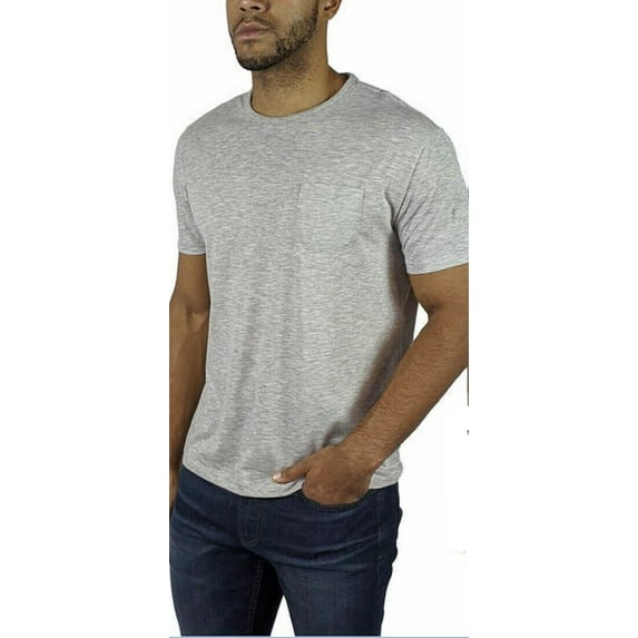 Jachs Navy Brady Linen Triblend Pocket Tee, Medium Grey