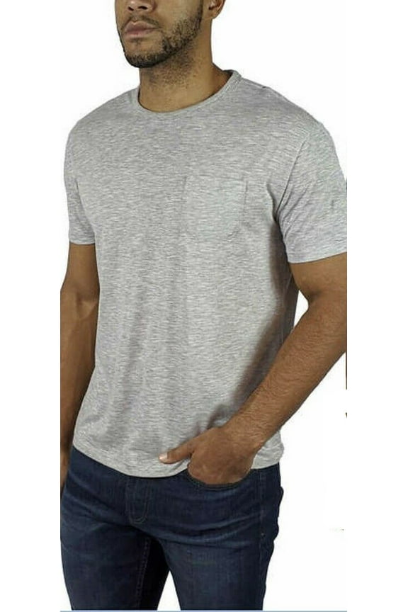 Jachs Navy Brady Linen Triblend Pocket Tee, Small Grey