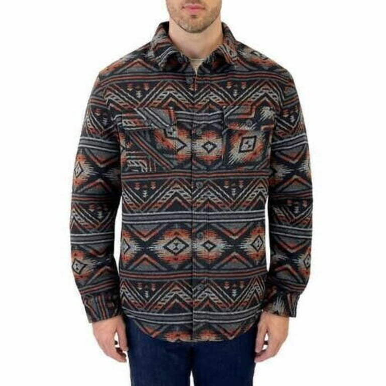 Jachs New York Men's Wool Blend Sherpa Lined Shirt Jacket (Black