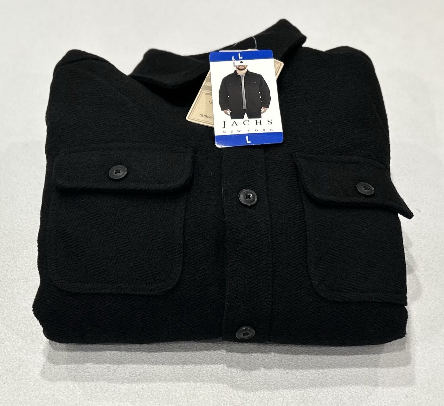 JACHS NY Jachs New York Mens Wool Blend Sherpa Lined Shirt Jacket, Black, Size L