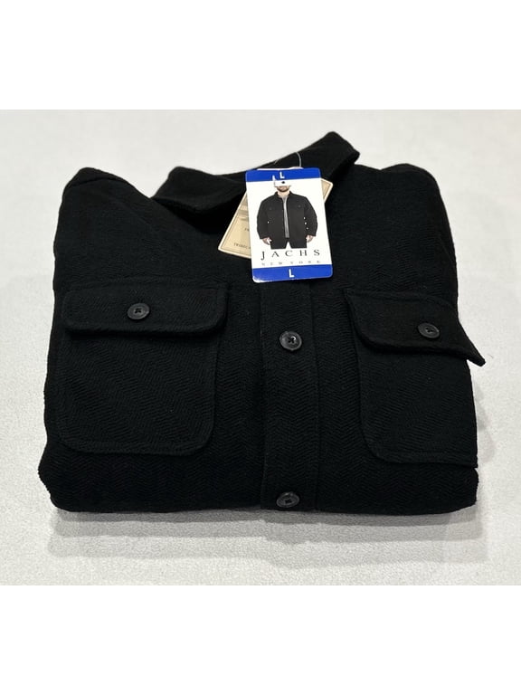 Jachs New York Mens Wool Blend Sherpa Lined Shirt Jacket, Black, Size L