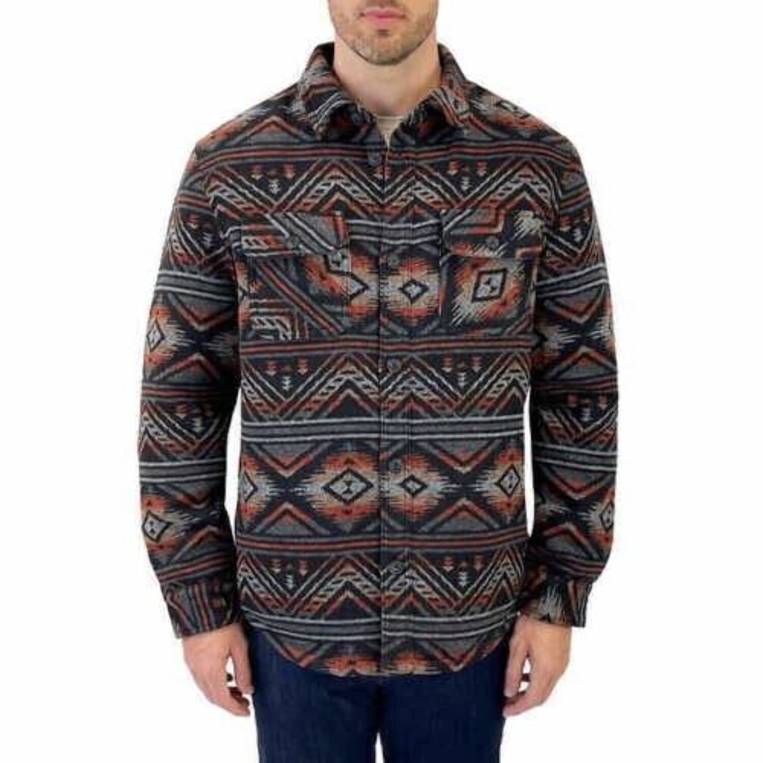 Jachs New York Men's Wool Blend Sherpa Lined Shirt Jacket (Black