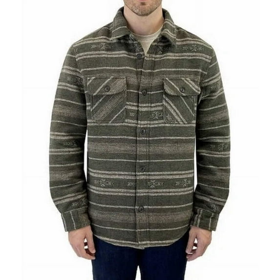Jachs New York Men's Wool Blend Sherpa Lined Shirt Jacket (Green, Medium)