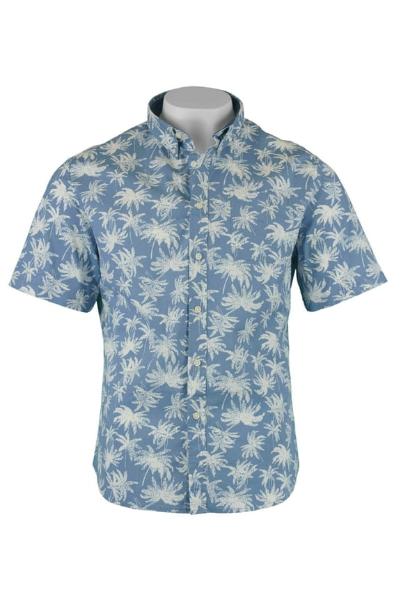 Jachs New York Men's Woven Short-Sleeve Shirt (Blue Palm Tree, X-Large)