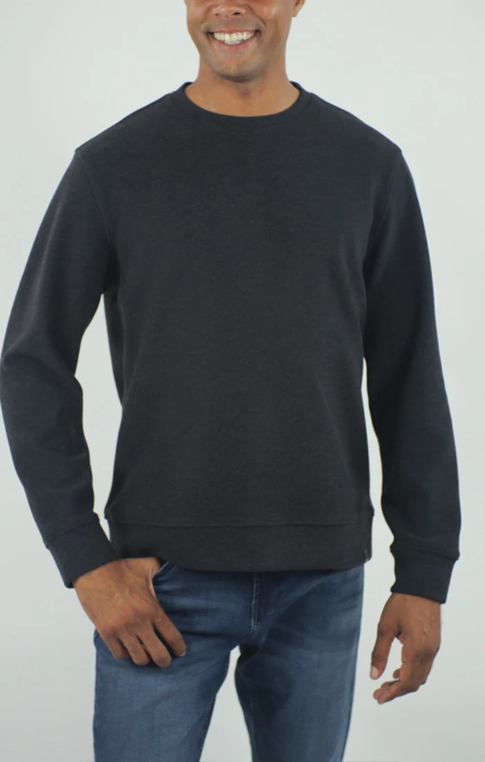 Jachs New York Mens Black Wool Blend Long Sleeve Crewneck Pullover