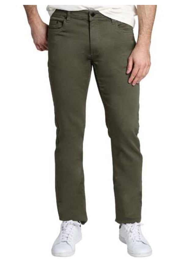 Jachs New York Pants Mens Slim Fit Stretch Tech Pants Mid Rise Traveler 5 Pocket (Green, 32X30)