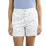 Jachs Womens Girlfriend Printed Chino Shorts, White, Small