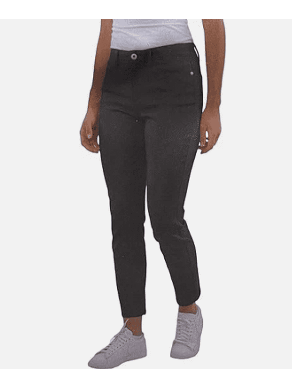 Jachs Girlfriend Women's Straight Leg Ankle Pants, 5-Pocket, Black, 14