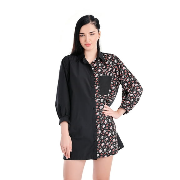 Jacie - JYO DAS Floral Black Shirt Dress