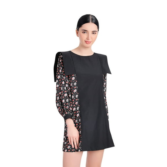 Jacie - JYO DAS Semi-printed Floral Black Dress