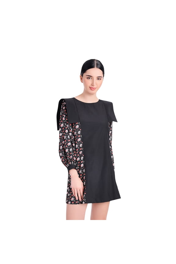 - JYO DAS Semi-printed Floral Black Dress