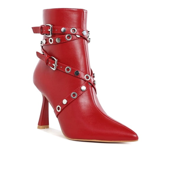Jacinta Slim Flared Heel Strappy Boots