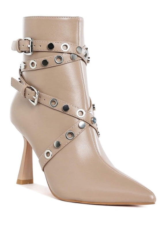 Jacinta Slim Flared Heel Strappy Boots