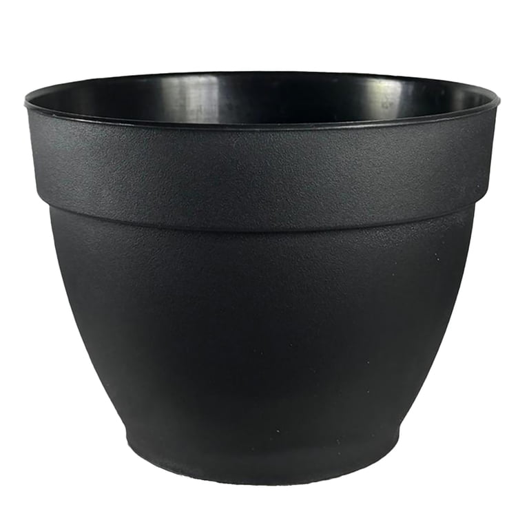 Jacinto 10 inch Black Recycled Plastic Planter with Drain Hole