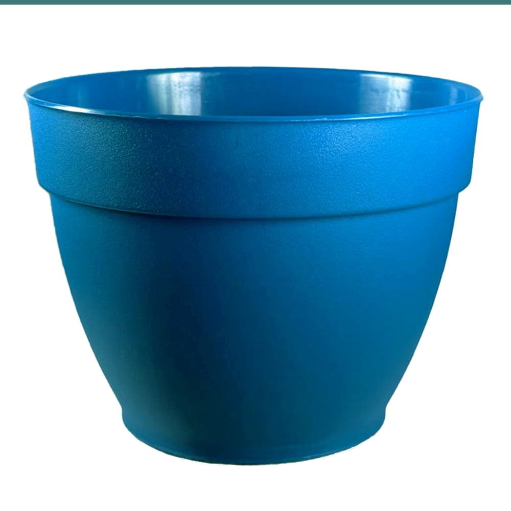 Jacinto Recycled Plastic Planter, 10 inch Opening Diameter, Blue Color by Deroma USA