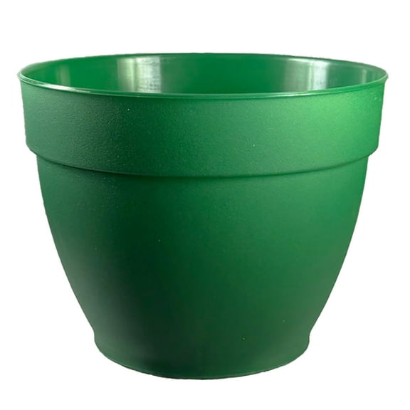 Jacinto Recycled Plastic Planter by Deroma USA, 8 inch Opening Diameter, Green Color