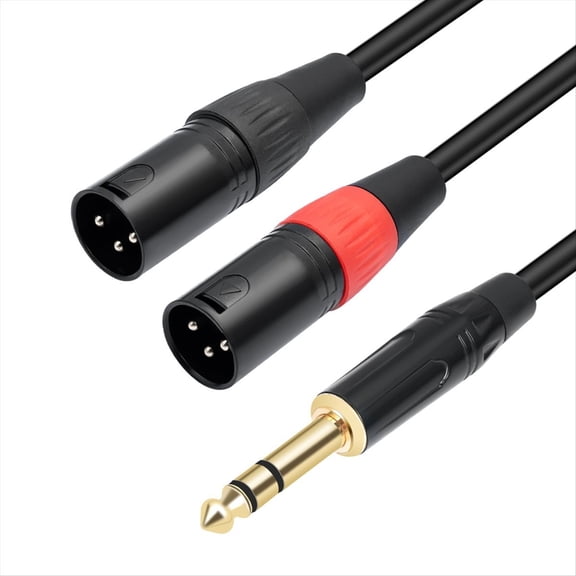 Jack 6.35mm 1/4 TRS Stereo to Double XLR Male Audio Cable Extension Cable Y Splitter Audio Cable 200cm