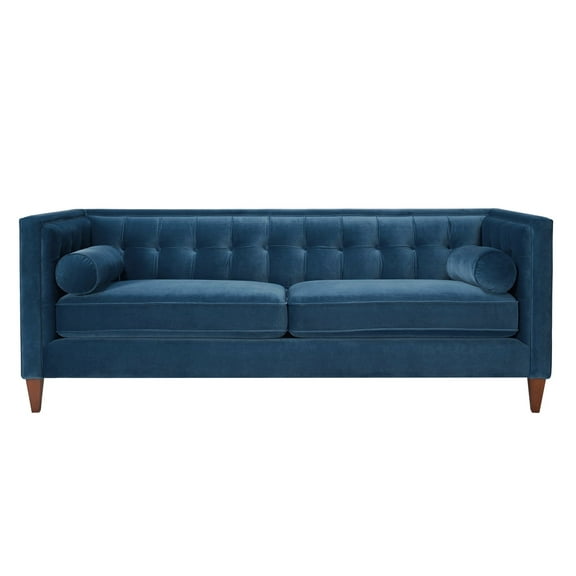 Jack 84" Tufted Tuxedo Sofa Double Cushion Satin Teal