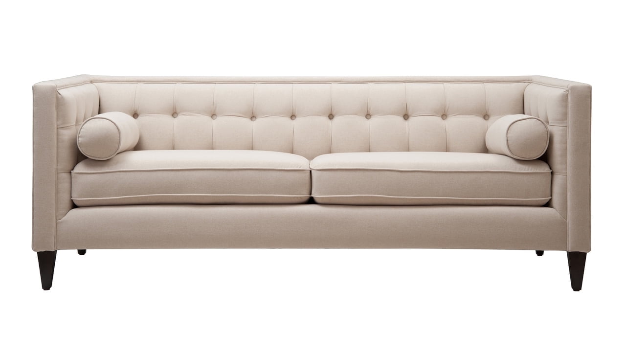 Jack 84" Sky Neutral Beige Velvet Tufted Tuxedo Sofa