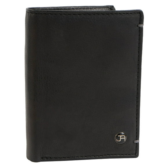 Jack Abrahams Mens Genuine Goat Nappa Leather Bi-Fold RFID Minimalist Wallet With Zipper Pocket (Black)